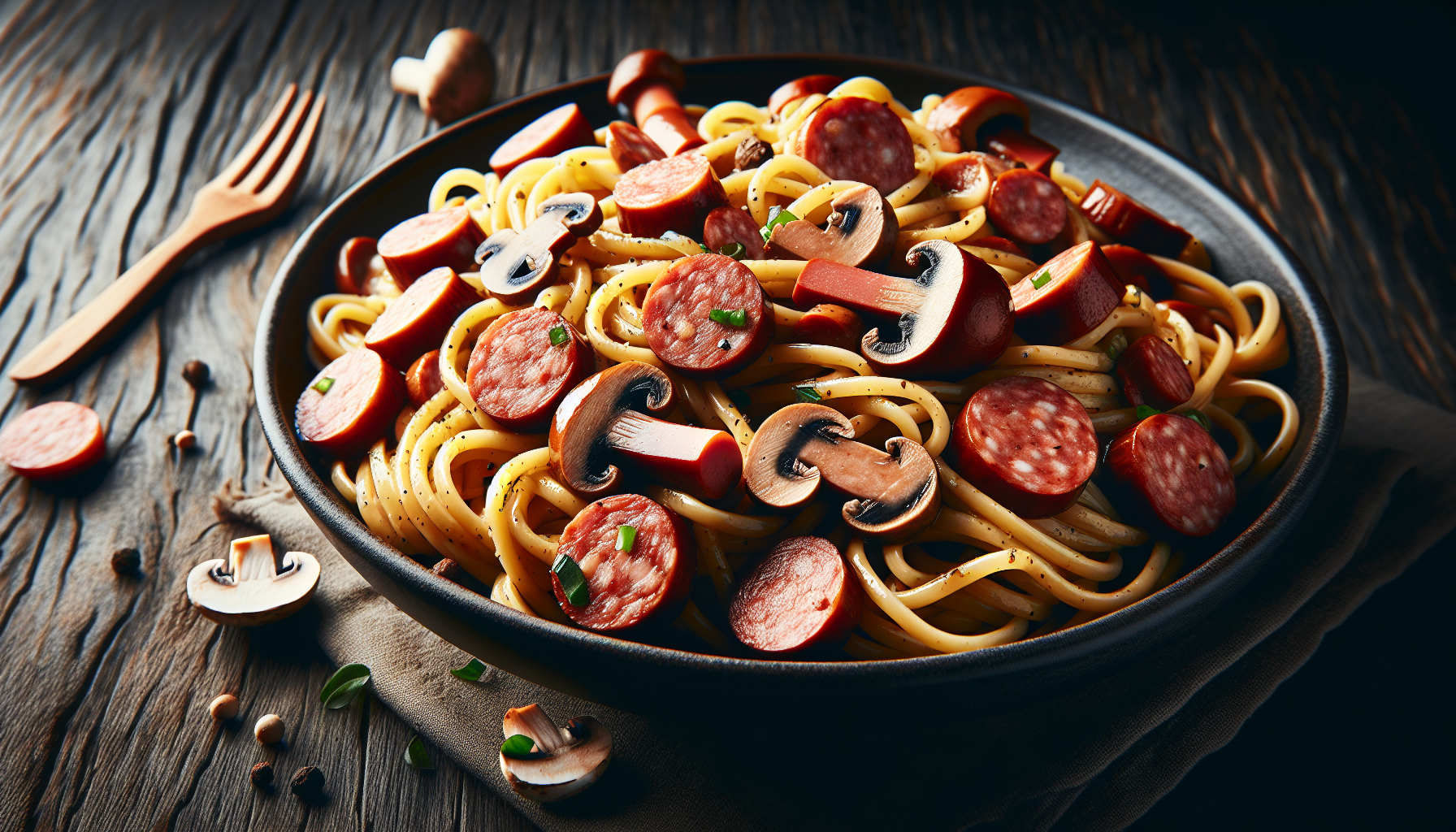 pasta con funghi e salsiccia